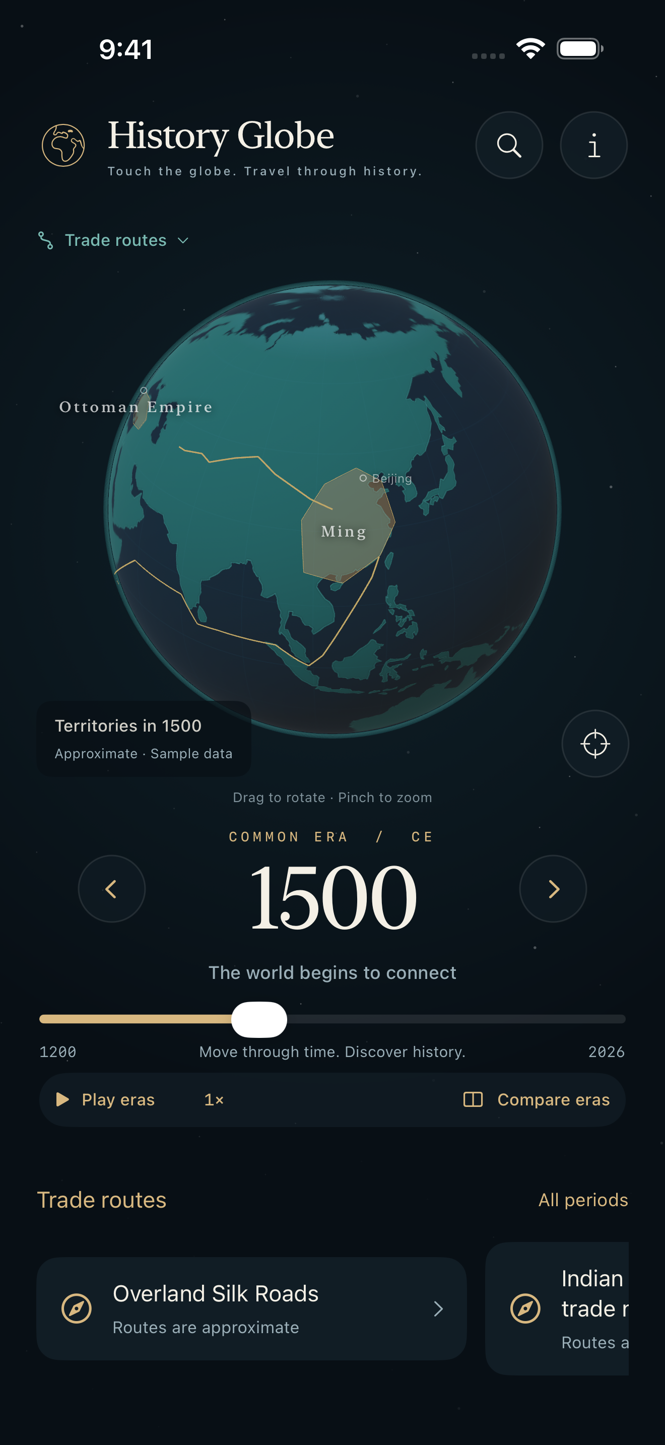 Silk Road routes across Asia in 1500