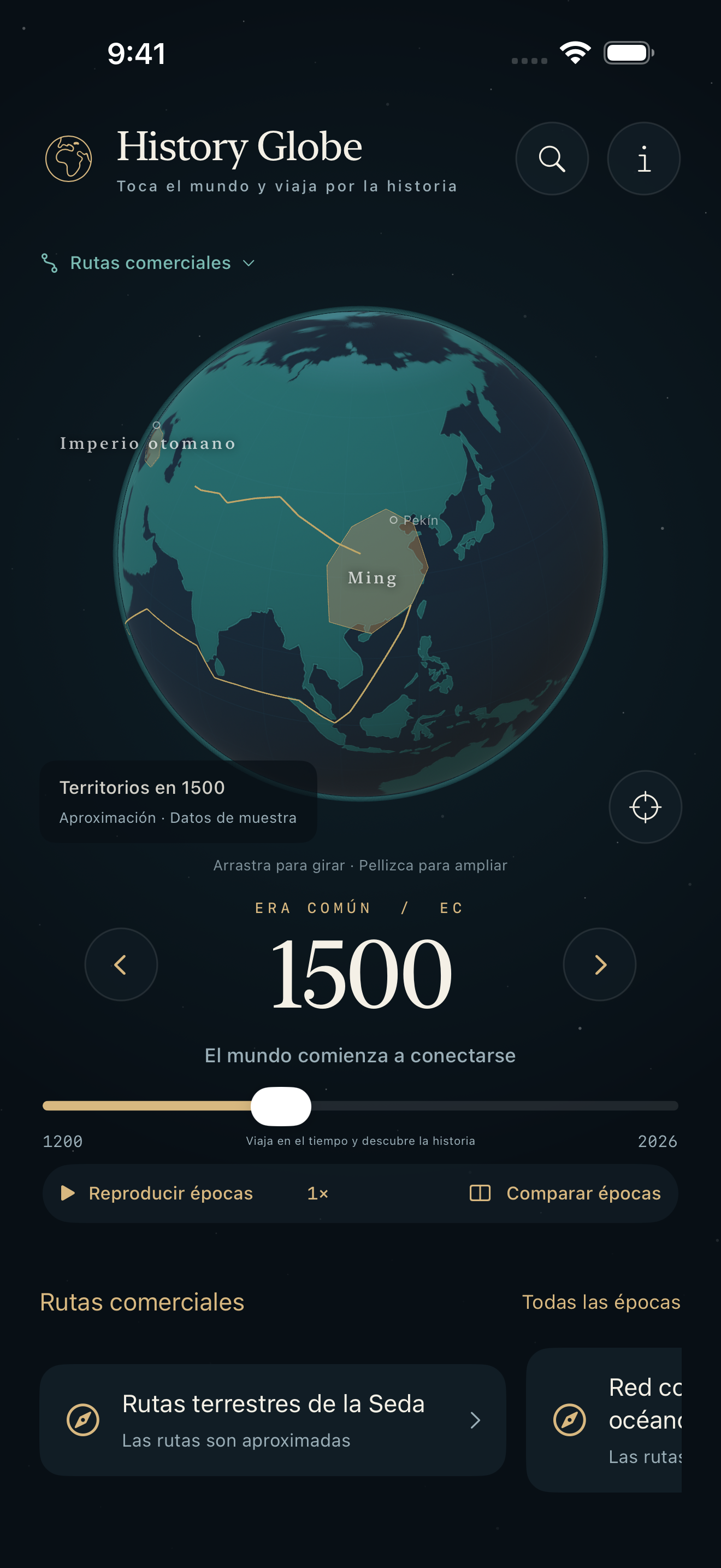 Rutas de la Seda que atraviesan Asia en 1500